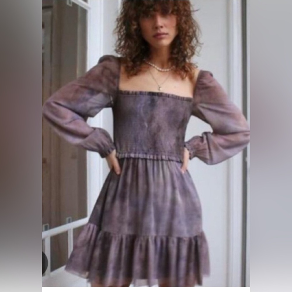 Aritzia Wilfred Tempest mini dress in slate grey slate purple with smoked bodice